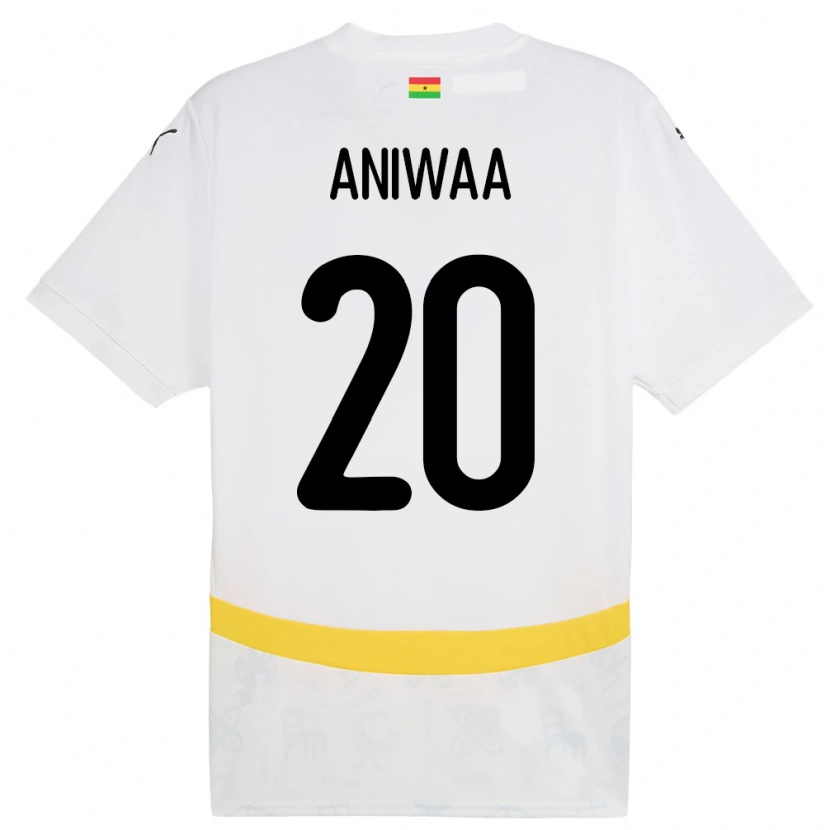 Danxen Hombre Camiseta Ghana Louisa Aniwaa #20 Blanco 1ª Equipación 24-26 La Camisa México