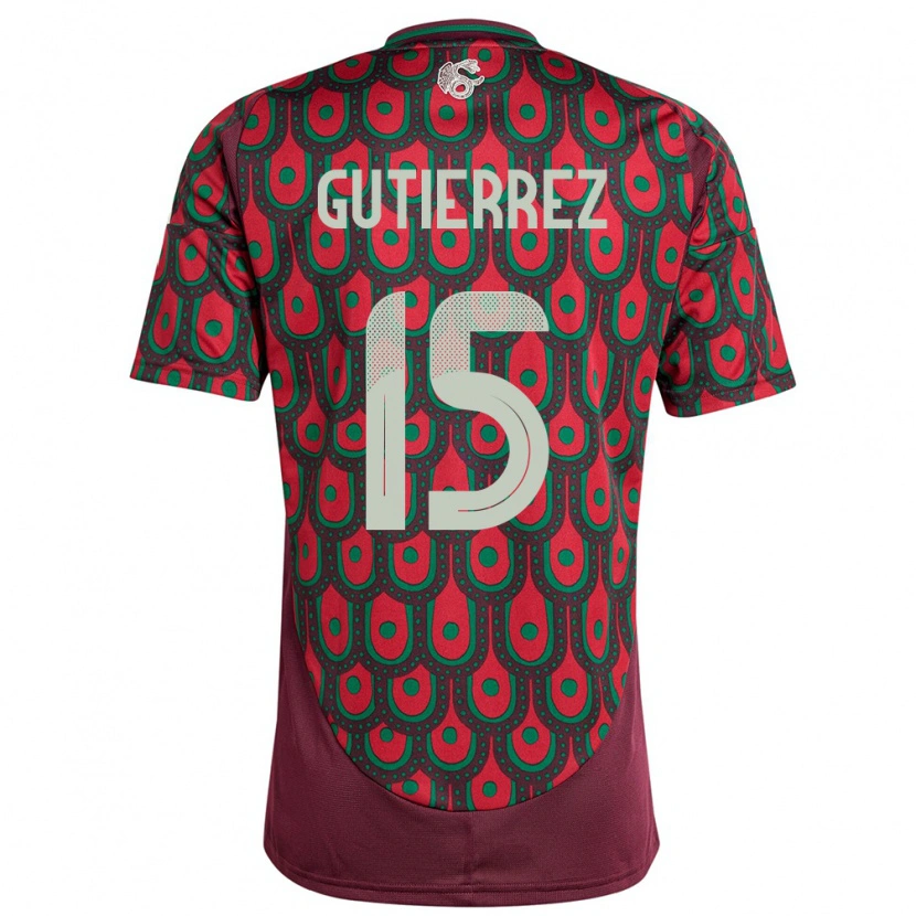 Danxen Hombre Camiseta México Alexis Gutiérrez #15 Granate 1ª Equipación 24-26 La Camisa México