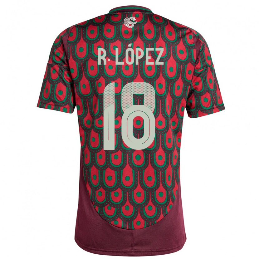 Danxen Hombre Camiseta México Rodrigo López #18 Granate 1ª Equipación 24-26 La Camisa México