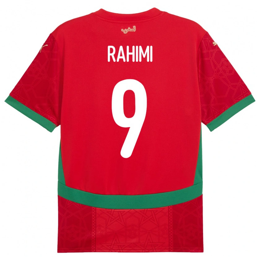 Danxen Hombre Camiseta Marruecos Soufiane Rahimi #9 Rojo 1ª Equipación 24-26 La Camisa México