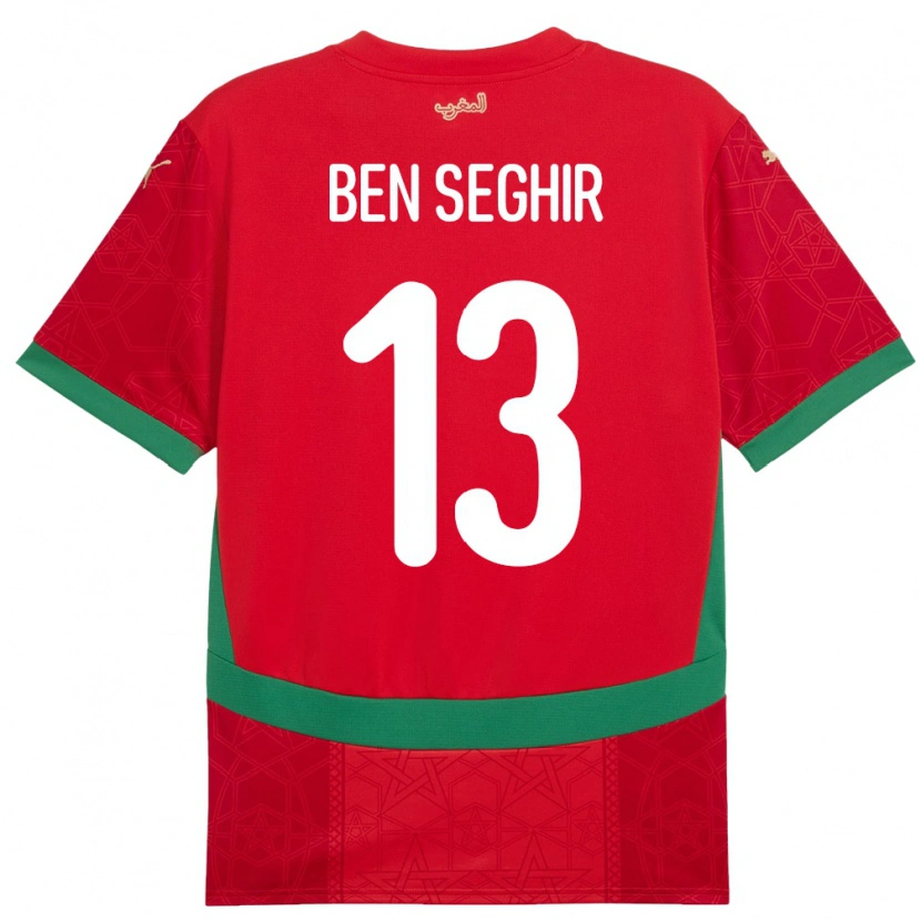Danxen Hombre Camiseta Marruecos Eliesse Ben Seghir #13 Rojo 1ª Equipación 24-26 La Camisa México