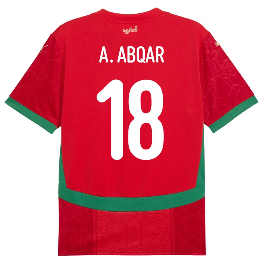 Danxen Hombre Camiseta Marruecos Abdel Abqar #18 Rojo 1ª Equipación 24-26 La Camisa México
