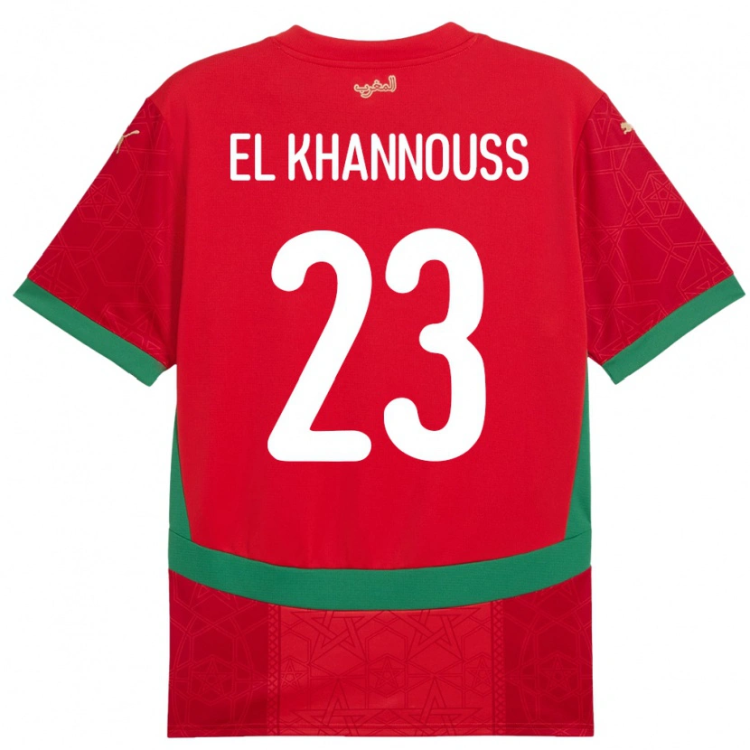 Danxen Hombre Camiseta Marruecos Bilal El Khannouss #23 Rojo 1ª Equipación 24-26 La Camisa México
