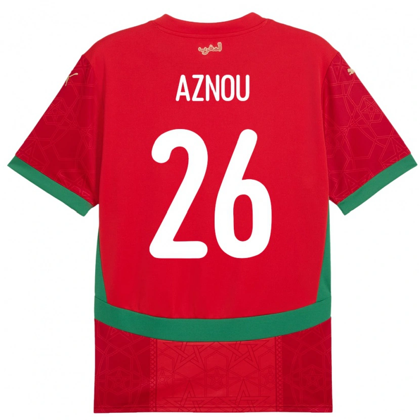 Danxen Hombre Camiseta Marruecos Adam Aznou #26 Rojo 1ª Equipación 24-26 La Camisa México