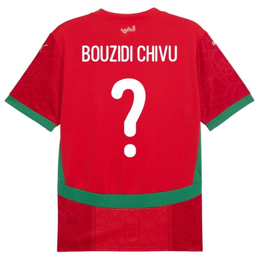 Danxen Hombre Camiseta Marruecos Rayan Bouzidi Chivu #0 Rojo 1ª Equipación 24-26 La Camisa México