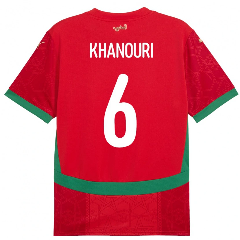 Danxen Hombre Camiseta Marruecos Adam Khanouri #6 Rojo 1ª Equipación 24-26 La Camisa México