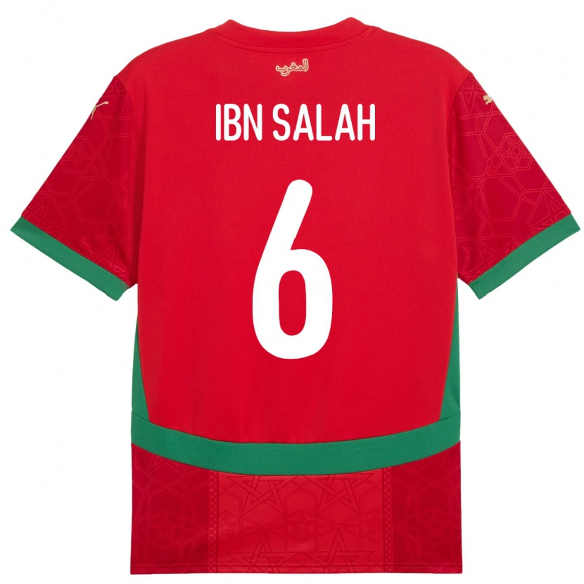 Danxen Hombre Camiseta Marruecos Oualid Ibn Salah #6 Rojo 1ª Equipación 24-26 La Camisa México