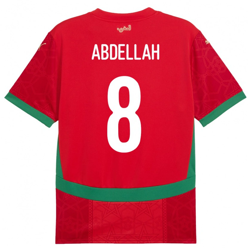 Danxen Hombre Camiseta Marruecos Abdellah Ouazane #8 Rojo 1ª Equipación 24-26 La Camisa México