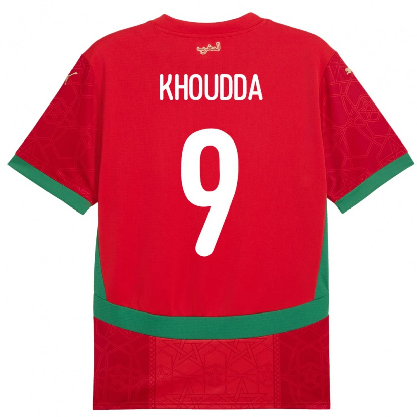 Danxen Hombre Camiseta Marruecos Youssef Khoudda #9 Rojo 1ª Equipación 24-26 La Camisa México
