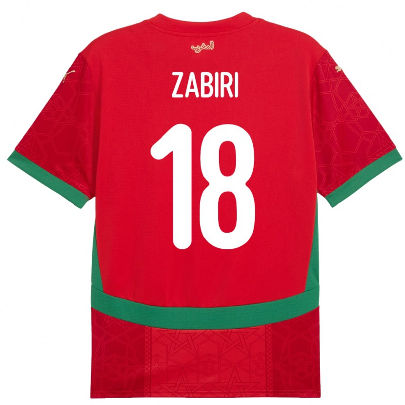 Danxen Hombre Camiseta Marruecos Yassir Zabiri #18 Rojo 1ª Equipación 24-26 La Camisa México