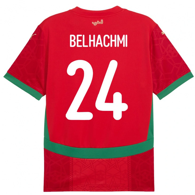 Danxen Hombre Camiseta Marruecos Yahya Belhachmi #24 Rojo 1ª Equipación 24-26 La Camisa México