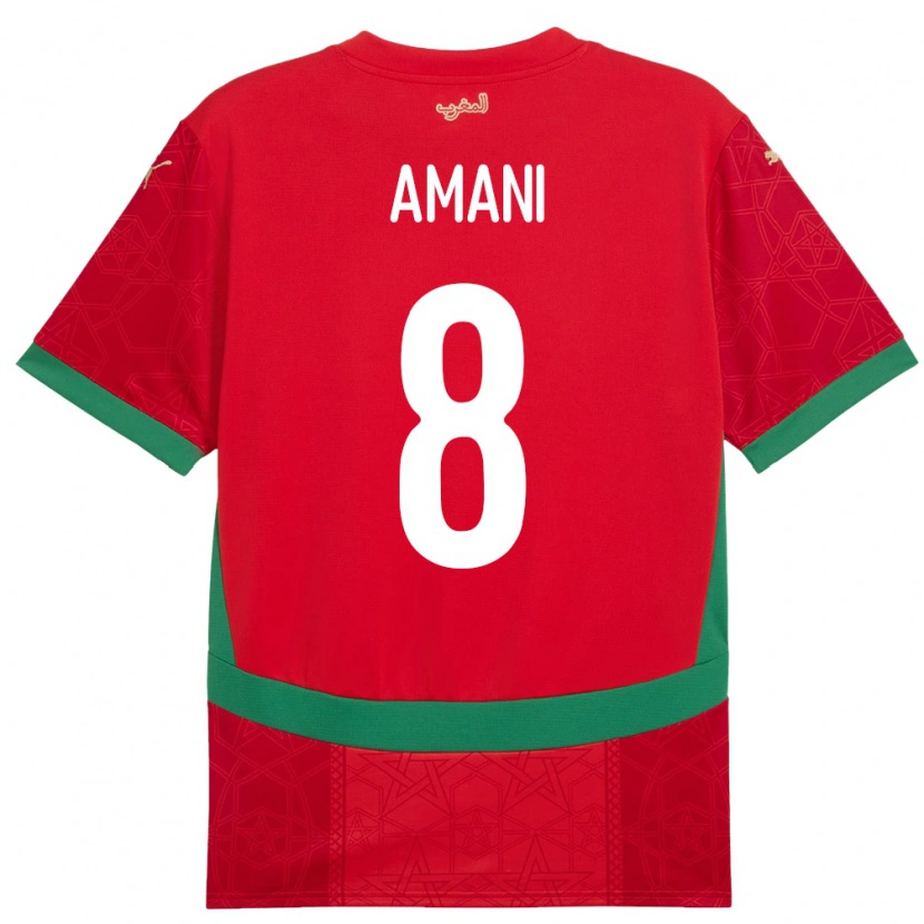 Danxen Hombre Camiseta Marruecos Salma Amani #8 Rojo 1ª Equipación 24-26 La Camisa México