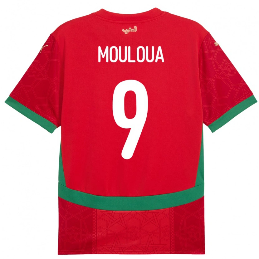 Danxen Hombre Camiseta Marruecos Ayoub Mouloua #9 Rojo 1ª Equipación 24-26 La Camisa México