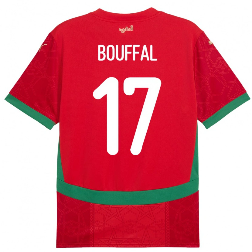 Danxen Hombre Camiseta Marruecos Soufiane Bouffal #17 Rojo 1ª Equipación 24-26 La Camisa México