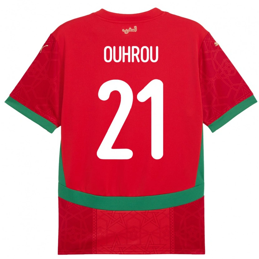 Danxen Hombre Camiseta Marruecos Marouane Ouhrou #21 Rojo 1ª Equipación 24-26 La Camisa México