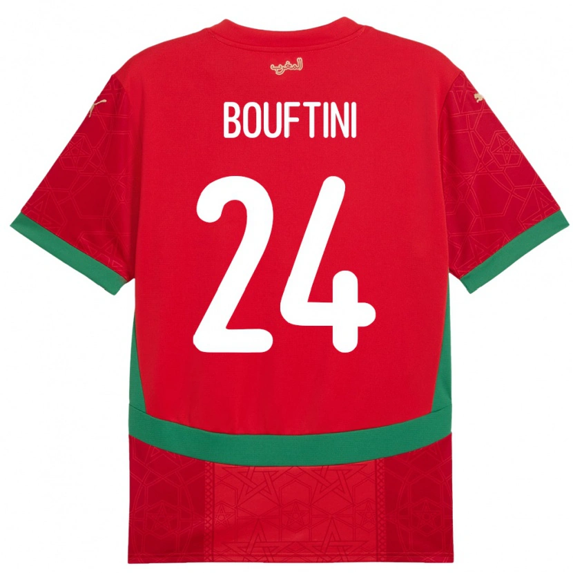 Danxen Hombre Camiseta Marruecos Sofia Bouftini #24 Rojo 1ª Equipación 24-26 La Camisa México