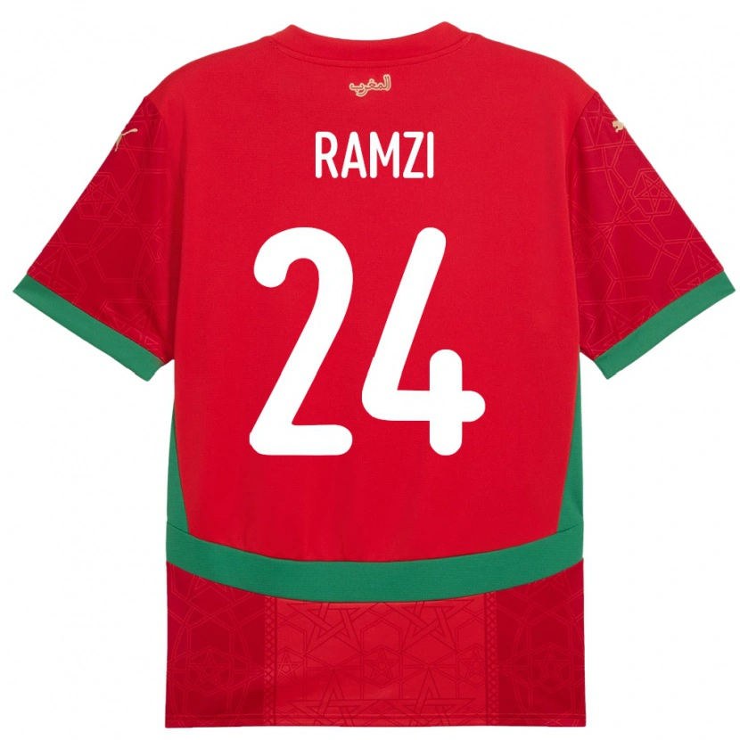 Danxen Hombre Camiseta Marruecos Achraf Ramzi #24 Rojo 1ª Equipación 24-26 La Camisa México