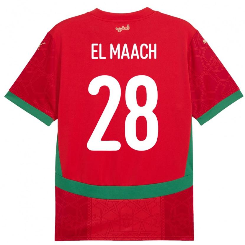 Danxen Hombre Camiseta Marruecos Fouad El Maach #28 Rojo 1ª Equipación 24-26 La Camisa México