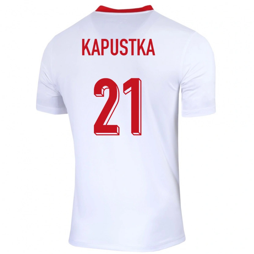 Danxen Hombre Camiseta Polonia Bartosz Kapustka #21 Blanco 1ª Equipación 24-26 La Camisa México