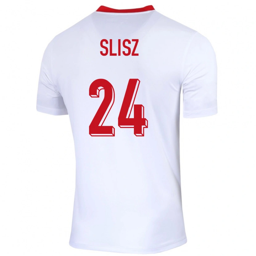 Danxen Hombre Camiseta Polonia Bartosz Slisz #24 Blanco 1ª Equipación 24-26 La Camisa México