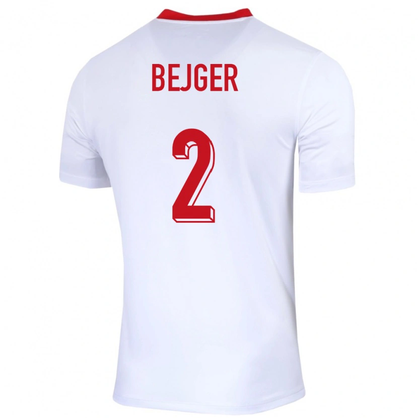 Danxen Hombre Camiseta Polonia Lukasz Bejger #2 Blanco 1ª Equipación 24-26 La Camisa México