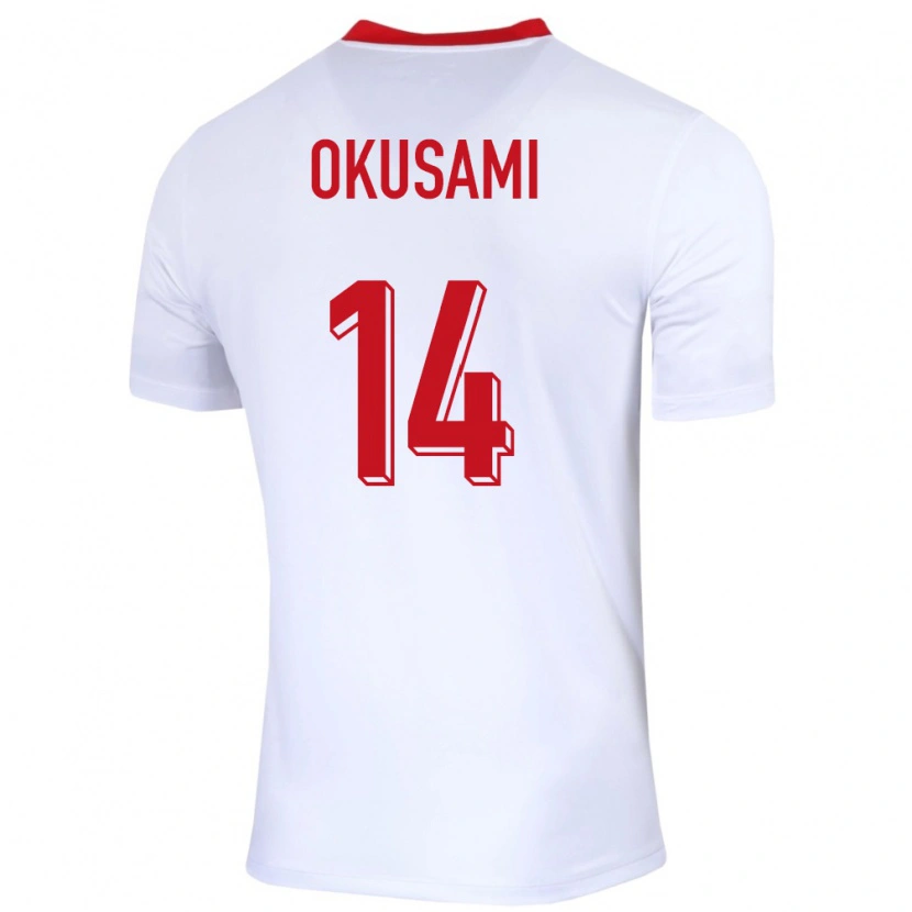 Danxen Hombre Camiseta Polonia Jakub Okusami #14 Blanco 1ª Equipación 24-26 La Camisa México