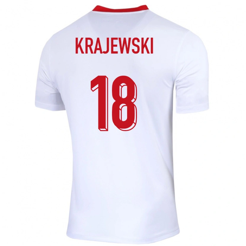 Danxen Hombre Camiseta Polonia Marcel Krajewski #18 Blanco 1ª Equipación 24-26 La Camisa México