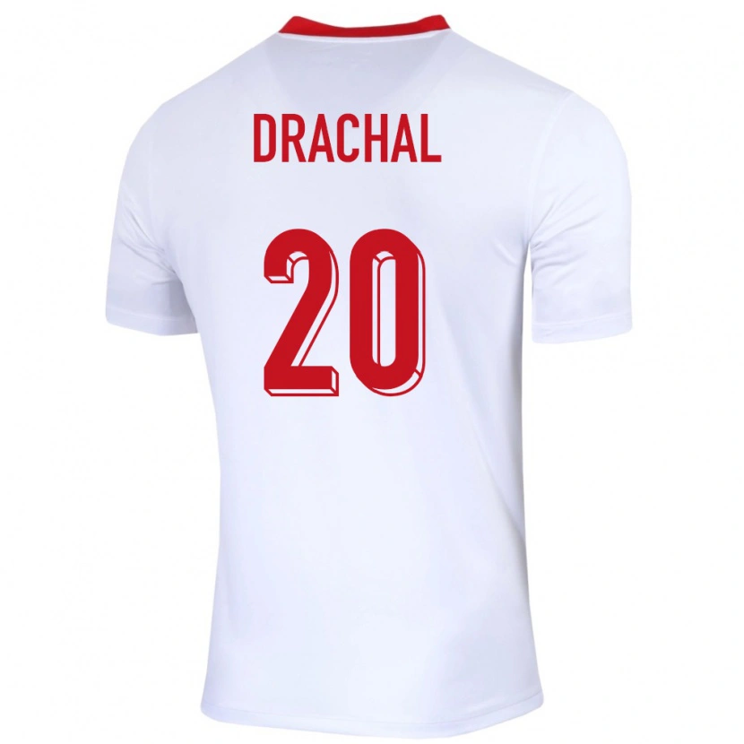 Danxen Hombre Camiseta Polonia Dawid Drachal #20 Blanco 1ª Equipación 24-26 La Camisa México