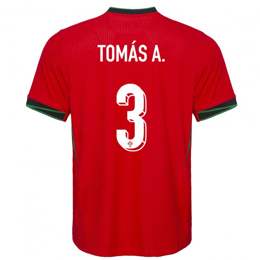 Danxen Hombre Camiseta Portugal Tomás Araújo #3 Rojo 1ª Equipación 24-26 La Camisa México