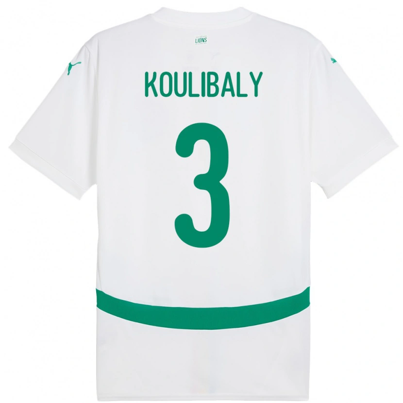 Danxen Hombre Camiseta Senegal Kalidou Koulibaly #3 Blanco 1ª Equipación 24-26 La Camisa México