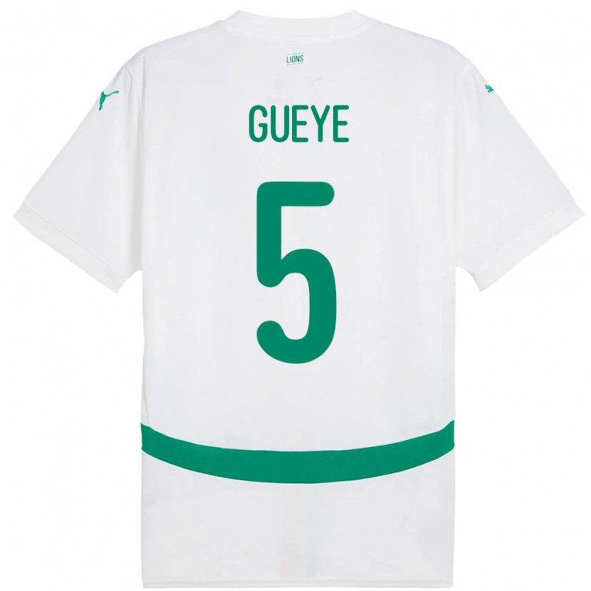 Danxen Hombre Camiseta Senegal Idrissa Gueye #5 Blanco 1ª Equipación 24-26 La Camisa México