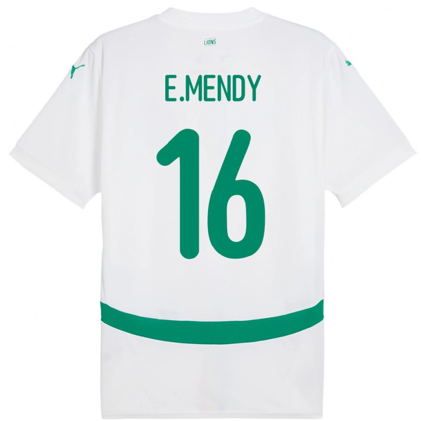 Danxen Hombre Camiseta Senegal Edouard Mendy #16 Blanco 1ª Equipación 24-26 La Camisa México
