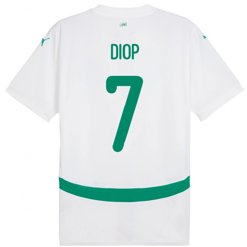 Danxen Hombre Camiseta Senegal Mama Diop #7 Blanco 1ª Equipación 24-26 La Camisa México