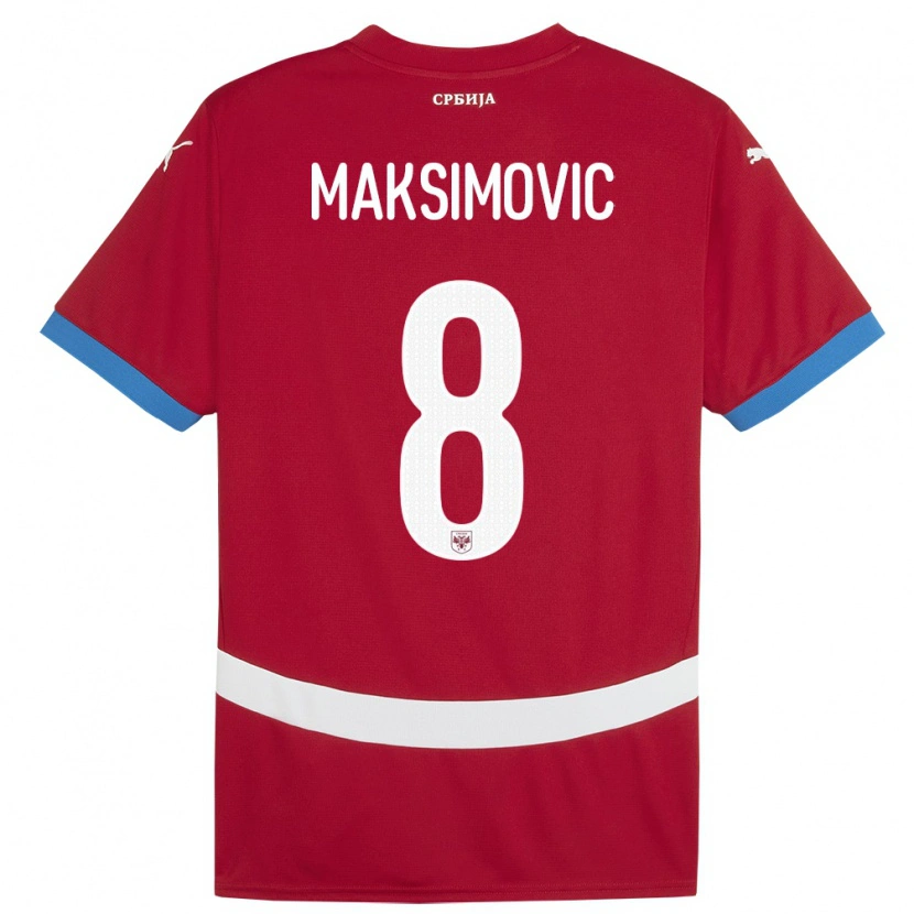 Danxen Hombre Camiseta Serbia Andrija Maksimovic #8 Rojo 1ª Equipación 24-26 La Camisa México