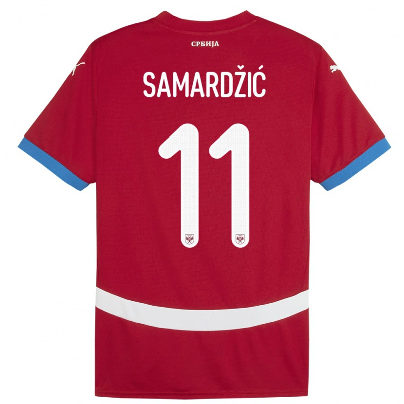 Danxen Hombre Camiseta Serbia Lazar Samardžić #11 Rojo 1ª Equipación 24-26 La Camisa México