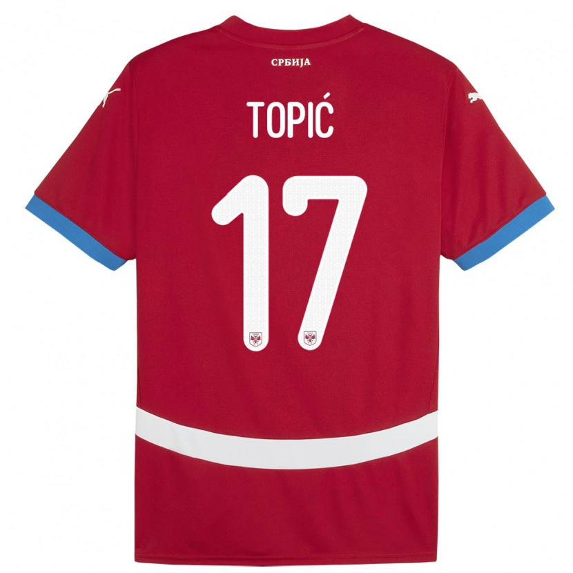Danxen Hombre Camiseta Serbia Mirko Topić #17 Rojo 1ª Equipación 24-26 La Camisa México