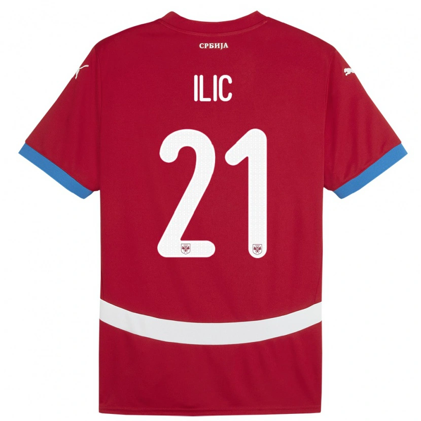 Danxen Hombre Camiseta Serbia Veljko Ilic #21 Rojo 1ª Equipación 24-26 La Camisa México