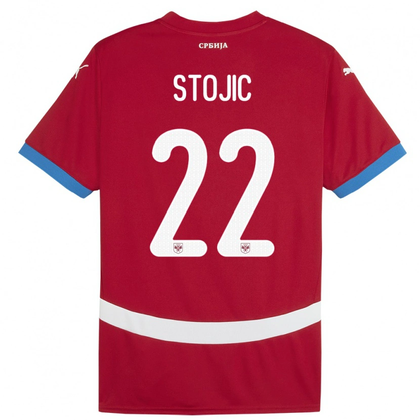 Danxen Hombre Camiseta Serbia Nemanja Stojic #22 Rojo 1ª Equipación 24-26 La Camisa México