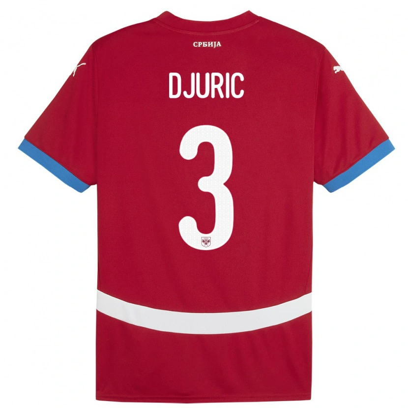 Danxen Hombre Camiseta Serbia David Djuric #3 Rojo 1ª Equipación 24-26 La Camisa México
