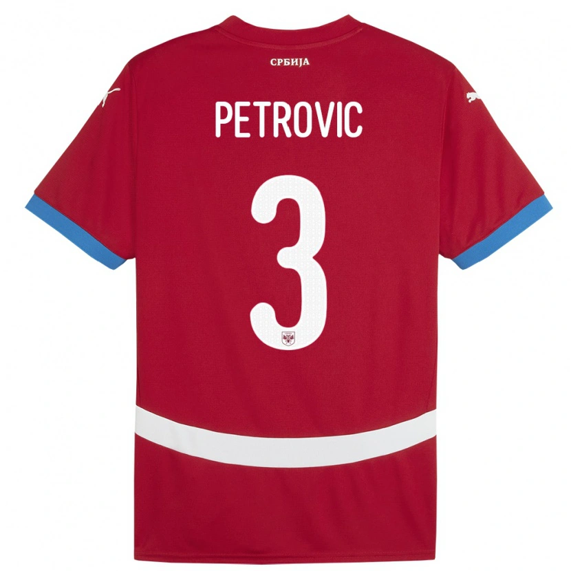 Danxen Hombre Camiseta Serbia Stefan Petrovic #3 Rojo 1ª Equipación 24-26 La Camisa México