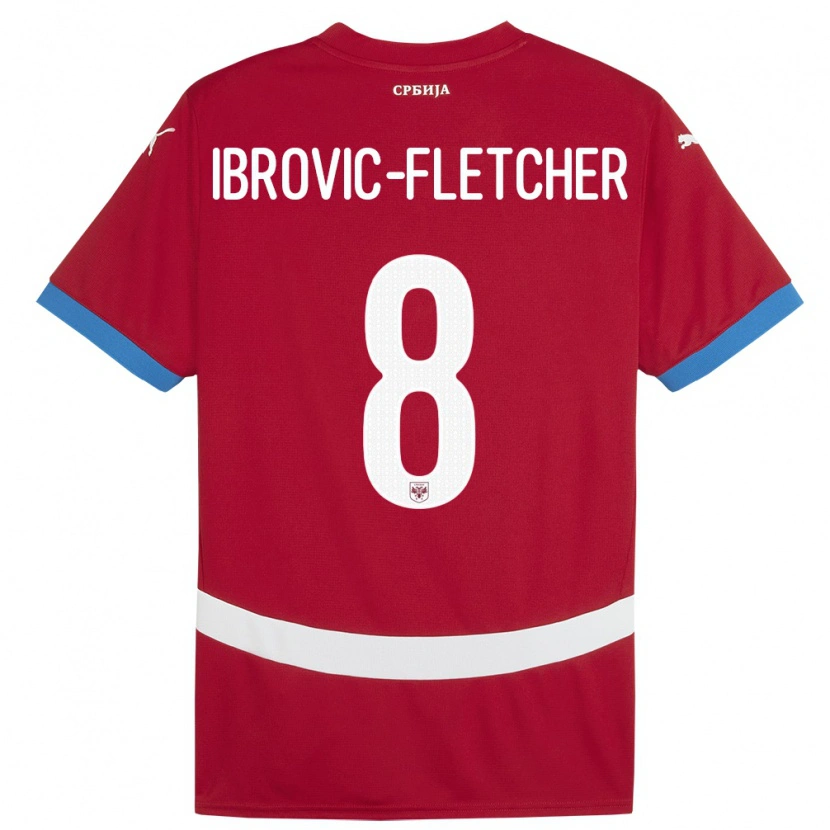 Danxen Hombre Camiseta Serbia Edward Ibrovic-Fletcher #8 Rojo 1ª Equipación 24-26 La Camisa México