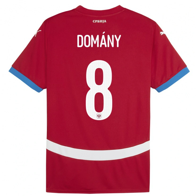 Danxen Hombre Camiseta Serbia Bence Domány #8 Rojo 1ª Equipación 24-26 La Camisa México