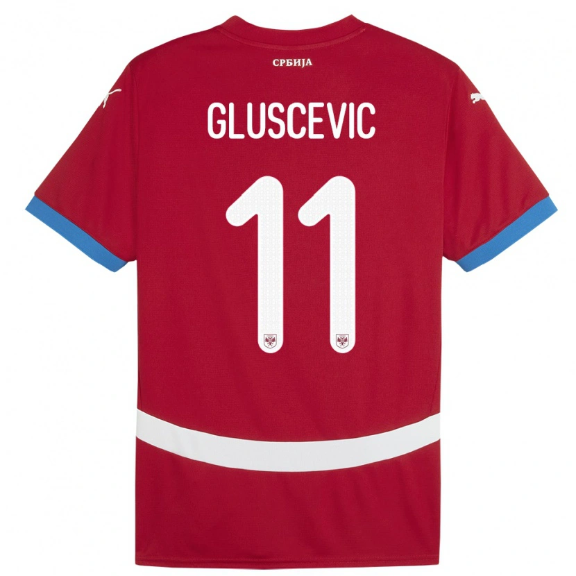 Danxen Hombre Camiseta Serbia Matija Gluscevic #11 Rojo 1ª Equipación 24-26 La Camisa México