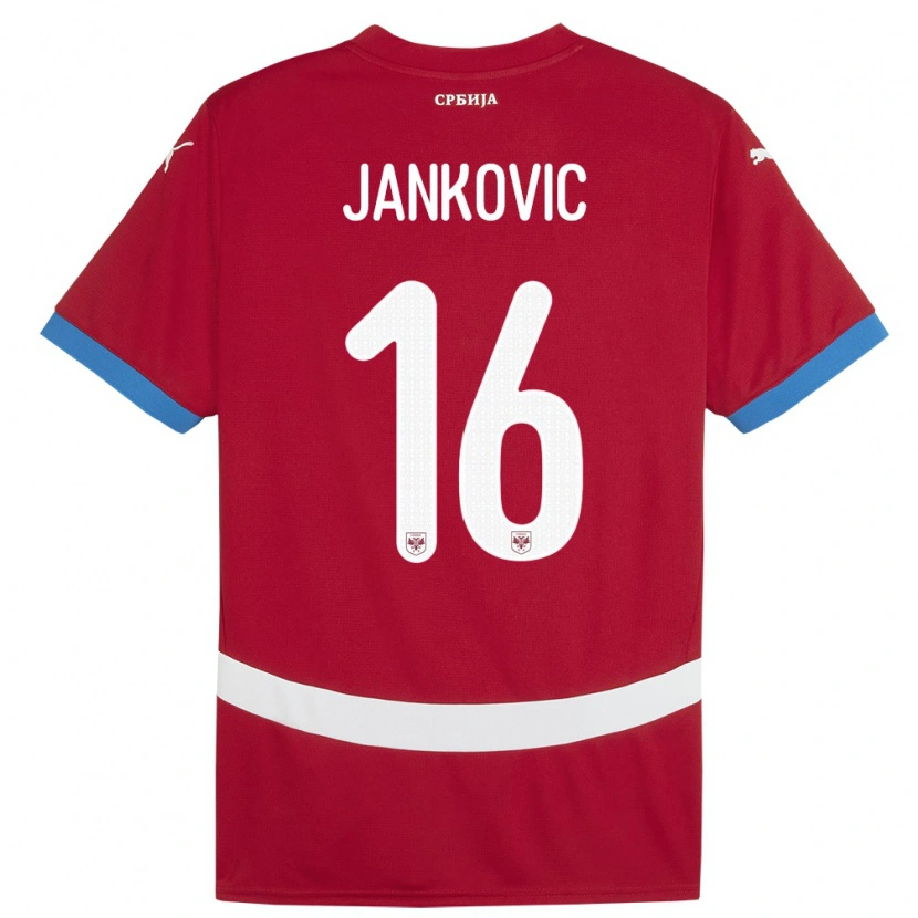 Danxen Hombre Camiseta Serbia Dimitrije Jankovic #16 Rojo 1ª Equipación 24-26 La Camisa México