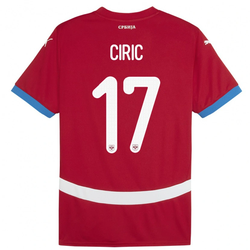 Danxen Hombre Camiseta Serbia Jovan Ciric #17 Rojo 1ª Equipación 24-26 La Camisa México