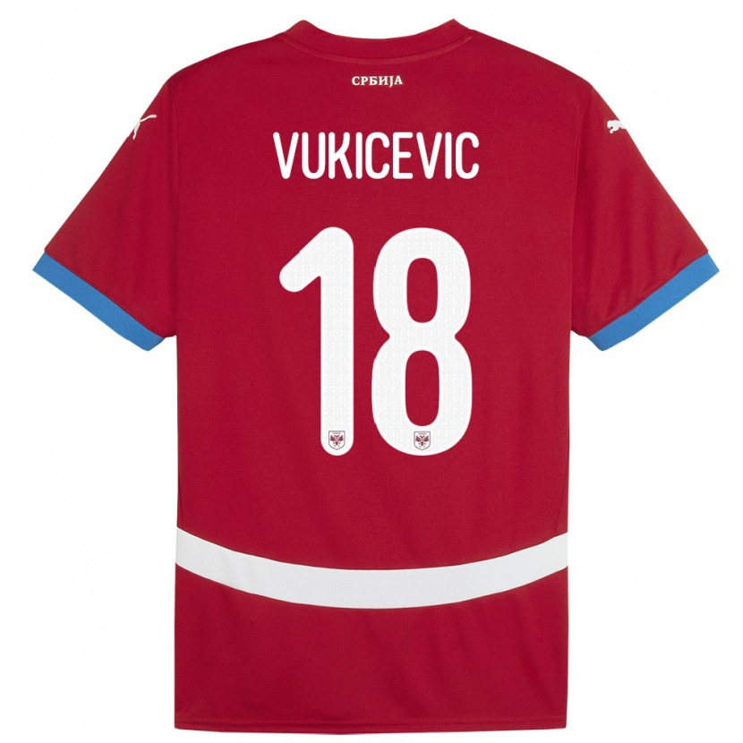 Danxen Hombre Camiseta Serbia Aleksej Vukicevic #18 Rojo 1ª Equipación 24-26 La Camisa México