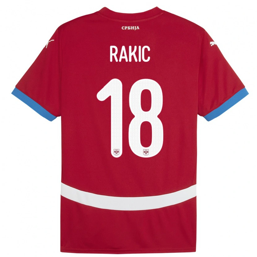 Danxen Hombre Camiseta Serbia Strahinja Rakic #18 Rojo 1ª Equipación 24-26 La Camisa México