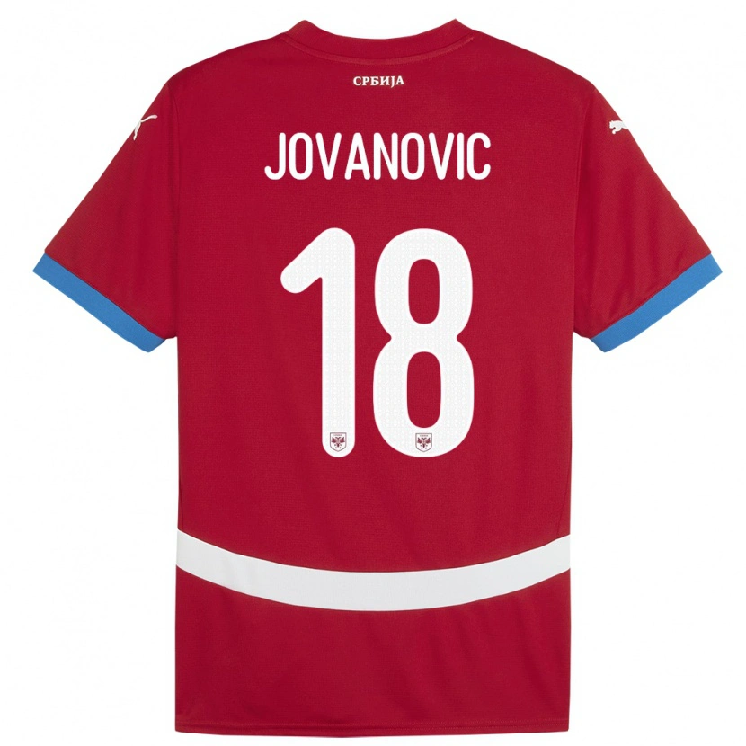 Danxen Hombre Camiseta Serbia Dusan Jovanovic #18 Rojo 1ª Equipación 24-26 La Camisa México