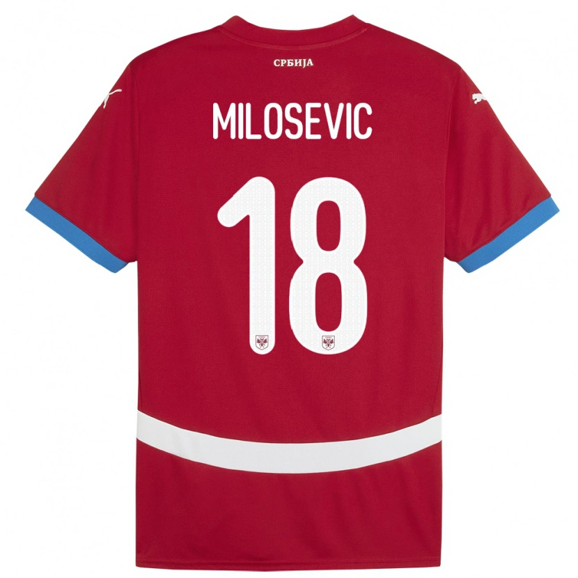 Danxen Hombre Camiseta Serbia Mateja Milosevic #18 Rojo 1ª Equipación 24-26 La Camisa México