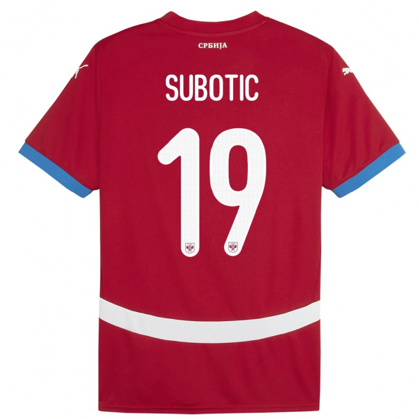Danxen Hombre Camiseta Serbia Vasilije Subotic #19 Rojo 1ª Equipación 24-26 La Camisa México